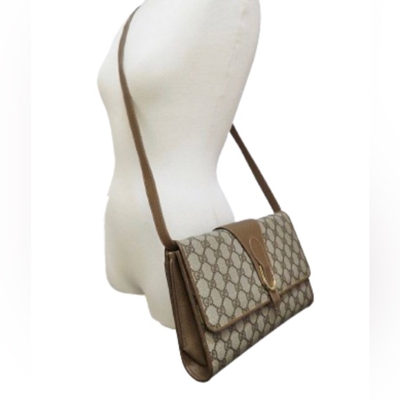 GUCCI GG Supreme Horse Bit Brown Clutch & Crossbody Bag Two Tone Hardware EUC - Picture 2 of 16